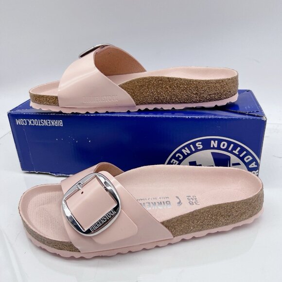 Birkenstock Madrid Big Buckle Sandal High Shine Rose Patent Leather 38 US 7- 7.5 - Picture 4 of 15